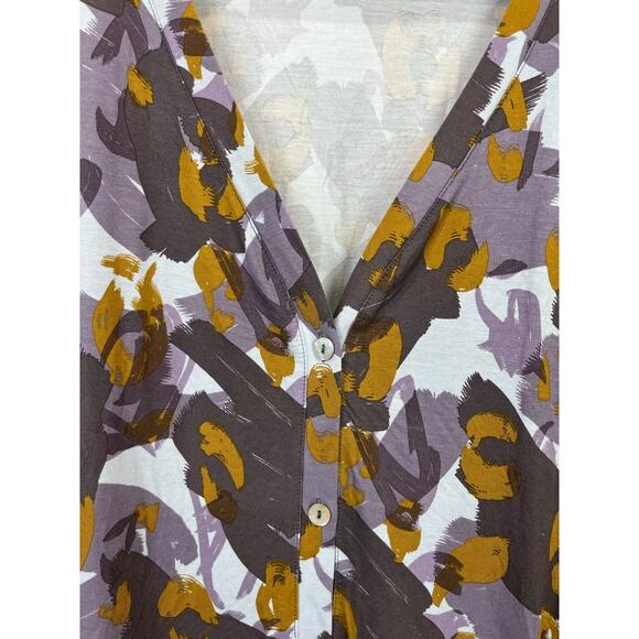 LOGO Lori Goldstein 2X Plus Printed Button Up Knit Cardigan Tunic Purple A309084 - Picture 4 of 9